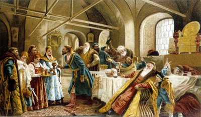 Banquete con motivo de la boda de un boyardo en Rusia. de Unknown artist