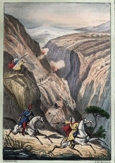Batalla en la Teniah de Mouzaïa, en el paso del Monte Atlas entre tropas francesas y la resistencia árabe de Unknown artist