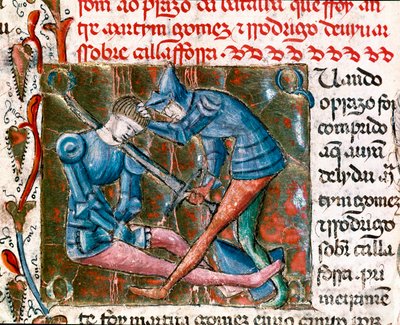 Batalla entre Rodrigo Díaz de Vivar, llamado El Cid (1043-1099) y Martín Gómez de Unknown artist