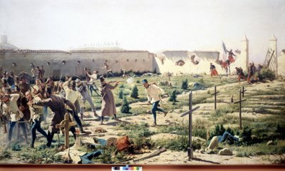 Batalla de Solferino, Lombardía, enfrentando a los ejércitos franco-sardos y austriacos el 24 de junio de 1859. Museo del Risorgimento. Milán de Unknown artist