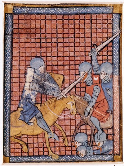 Batalla de caballeros. Manuscrito francés. Principios del siglo XIV de Unknown artist