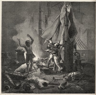 Batalla del Nilo - Batalla de Aboukir - muerte de Luce y Giocante de Casabianca (Luc-Julien-Joseph Casabianca) de Unknown artist