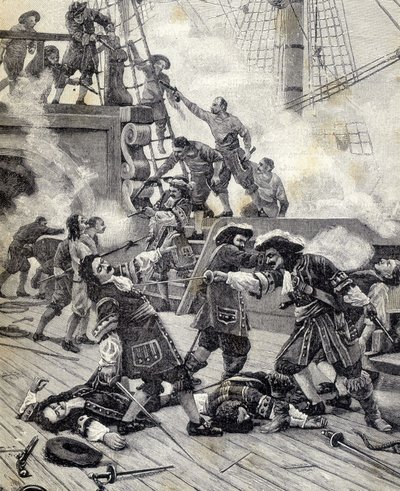 Batalla en un barco - Jean Bart de Unknown artist