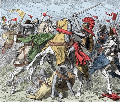 Batalla en el Elster: Rodolfo de Suabia herido de muerte de Unknown artist