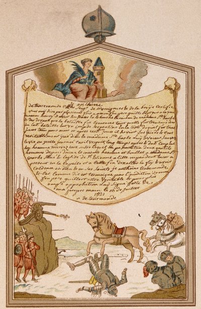 Escena de batalla con cañón en la Edad Media - exvoto Santa Bárbara de Unknown artist