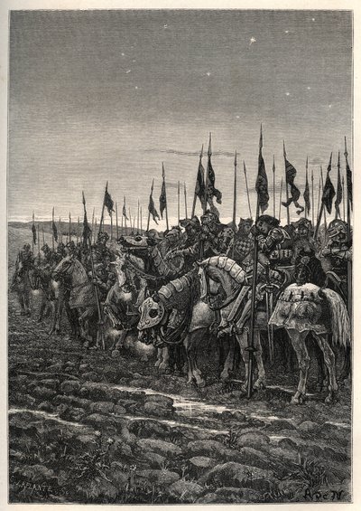 Antes de la batalla de Agincourt - Guerra de los 100 años: Batalla de Azincourt (Pas-de-Calais) 25 de octubre de Unknown artist
