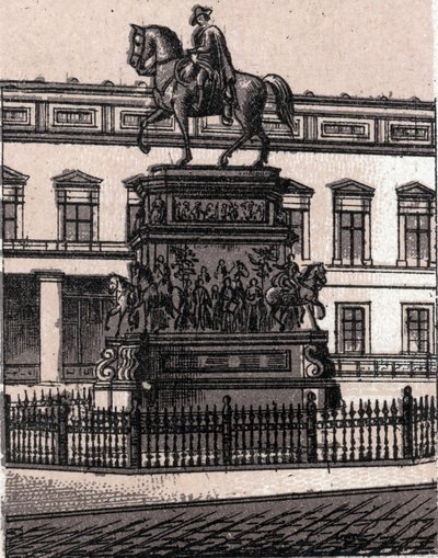 Berlín, Alemania: estatua de Federico II el Grande (Federico el Grande). en "El mundo ilustra 168 vistas" Sin fecha (finales del siglo XIX) de Unknown artist