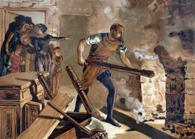 Bernard Palissy (1510-1589), ceramista francés trabajando en la fusión de sus esmaltes de Unknown artist