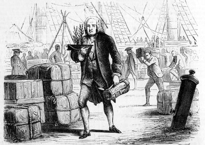 Bernard de JUSSIEU (1699-1777), botánico y naturalista francés, informando sobre el cedro del LÍBANO. Grabado 1856 de Unknown artist