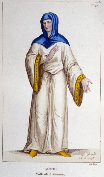 Berthe, hija de Lotario II, Rey de Lotaringia. grabado de 1830 de Unknown artist