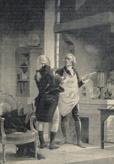 Berthollet visitando a Lavoisier en el laboratorio de la Sorbona - en “El universo y la humanidad” por H. Kraemer de Unknown artist