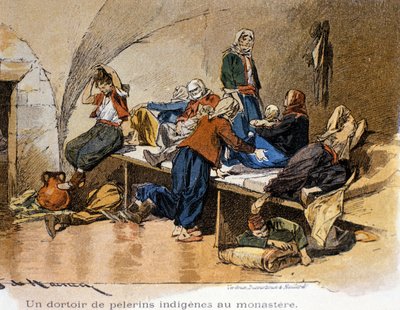 Belén. Un dormitorio de peregrinos en el monasterio. Siglo XIX de Unknown artist