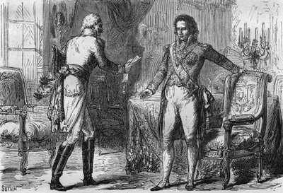 Traición de Bernadotte - Jean Baptiste Jules Bernadotte (1763-1844) recibió un enviado (agente secreto) de Prusia en Estocolmo, Suecia el 18 de diciembre de Unknown artist