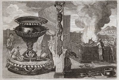 Biblia de Royaumont, Antiguo Testamento: Altar de los perfumes. La figura de los dos altares, el de los perfumes y el de los holocaustos. Ilustración de 1811. de Unknown artist