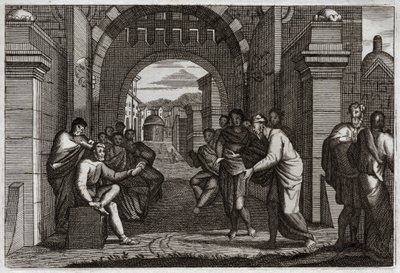 Biblia de Royaumont, Antiguo Testamento: Booz, pariente cercano de Rut, esposa según la ordenanza de la Ley. Ilustración de 1811. de Unknown artist