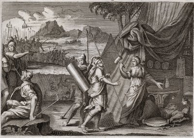 Biblia de Royaumont, Antiguo Testamento: Muerte de Sisara. Yael (Jael) mata al jefe del ejército cananeo Sisra (Sisera o Sisara). Ilustración de 1811. de Unknown artist