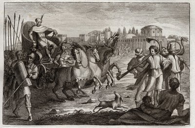 Biblia de Royaumont, Antiguo Testamento: Elevación de José. José es elevado en gloria. Ilustración de 1811. de Unknown artist