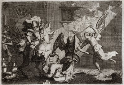 Biblia de Royaumont, Antiguo Testamento: Heliodoro saqueando el templo. Ilustración de 1811. de Unknown artist