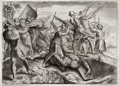 Biblia de Royaumont, Antiguo Testamento: Jonatán Pontífice. Jonatán sucede a su hermano Judas Macabeo al frente de la revuelta contra los Seléucidas. Ganó varias victorias. Diodoto Trifón finalmente lo sorprende por traición de Unknown artist
