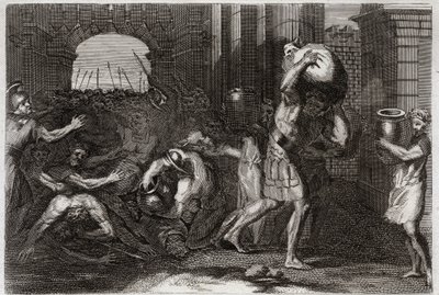 Biblia de Royaumont, Antiguo Testamento: Predicción de Eliseo. Un señor de Samaria, habiendo malinterpretado las palabras de Eliseo, es aplastado a sus pies. Ilustración de 1811 de Unknown artist