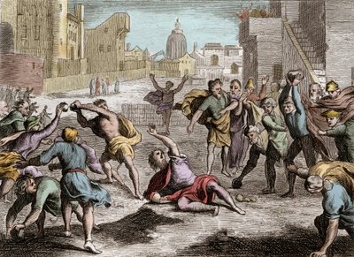 Biblia de Royaumont, Antiguo Testamento: Representación del cisma de Roboam que dividió el reino de Israel después de la muerte de Salomón - su pueblo envía diputados a Roboam su hijo, quien, prefiriendo el consejo de los jóvenes al de los ancianos, pierde de Unknown artist