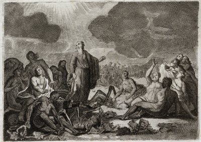 Biblia de Royaumont, Antiguo Testamento: Segunda visión de Ezequiel. La visión que el profeta Ezequiel tuvo de varios huesos secos que tomaron forma humana. Ilustración de 1811 de Unknown artist