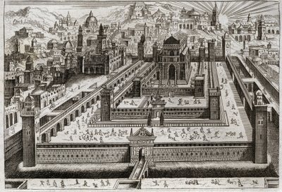 Biblia de Royaumont, Antiguo Testamento: Templo de Salomón. Salomón construye el Templo en Jerusalén. Ilustración de 1811 de Unknown artist