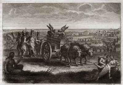 Biblia de Royaumont, Antiguo Testamento: El Arca devuelta. Los filisteos envían el Arca de la Alianza de vuelta a Judea para evitar los males que les causaba cada día. Ilustración de 1811. de Unknown artist