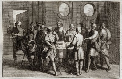 Biblia de Royaumont, Antiguo Testamento: El Cordero de Pascua. Dios ordenó a los judíos comer el cordero de Pascua, y por la décima plaga mató a todos los primogénitos. Ilustración de 1811. de Unknown artist