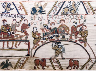 El obispo Odo bendice la comida y el vino, Tapiz de Bayeux de Unknown artist