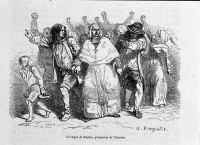 Obispo de Nantes, prisionero del motín - grabado de Unknown artist