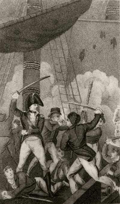 Barbanegra abordando la Perla, comandada por el Teniente Maynard de Unknown artist