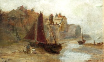Barco en la playa (óleo sobre lienzo) de Unknown artist