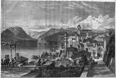 Islas Borromeas del Lago Maggiore en Italia: Vista de Isola Bella. Grabado en “L