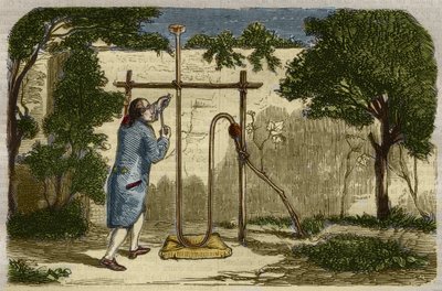 Botánica: experiencia de Stephen Hales (1677-1761) sobre la fuerza ascendente de la savia en 1727. Grabado de 1859 en 