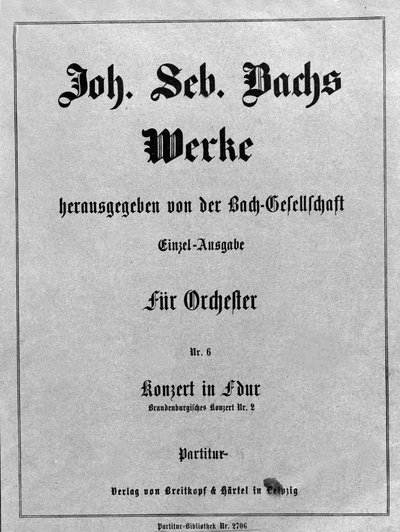 Concierto de Brandeburgo No. 2, frontispicio de la partitura de Johann Sebastian Bach de Unknown artist