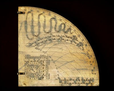 Esfera de latón que muestra las líneas del tiempo del movimiento del sol e indica su entrada en los signos zodiacales. Está en la latitud 43 correspondiente a Toscana y Umbría. Hecho por el relojero Girolamo della Volpaia (circa 1530-1614) en 1570. Florenc de Unknown artist