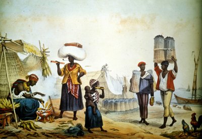 Brasil, vendedores ambulantes de carbón y mina de Unknown artist