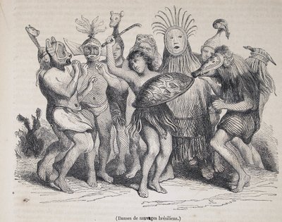 Nativos brasileños bailando, de Le Magasin Pittoresque de Unknown artist