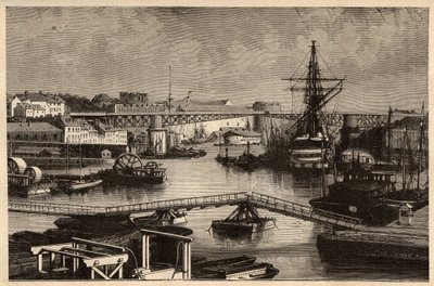 Brest - El puerto militar - Finisterre - Bretaña - grabado en “PATRIE” - DESCRIPCIÓN PICTURESQUE DE FRANCIA EN 6 VOLÚMENES POR LUCIEN HUARD - finales del siglo XIX de Unknown artist