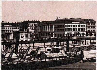 Budapest, Hungría: vista del muelle del Danubio. en “El mundo ilustrado 168 vistas” Sin fecha (finales del siglo XIX) de Unknown artist