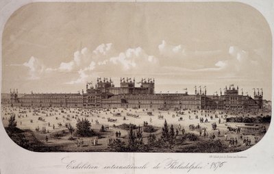 Edificio conmemora el centenario de la fundación de los Estados Unidos (1776-1876) en la Exposición Internacional de Filadelfia de Unknown artist