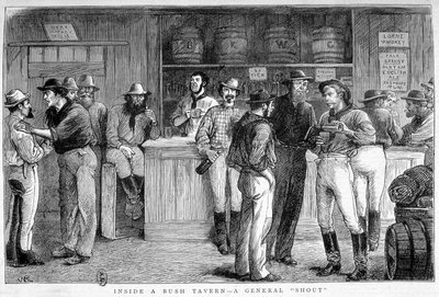Taberna en el campo en Australia, circa 1880 de Unknown artist
