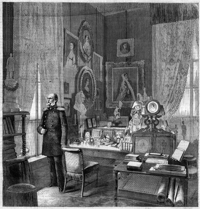 Gabinete del Rey Guillermo I (1797-1888), Rey de Prusia y Emperador de Alemania en el Palacio Real de Berlín. Grabado en "El Universo Ilustrado" de Unknown artist