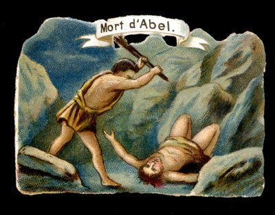 Caín matando a su hermano menor Abel por celos (Hijos de Adán y Eva) de Unknown artist