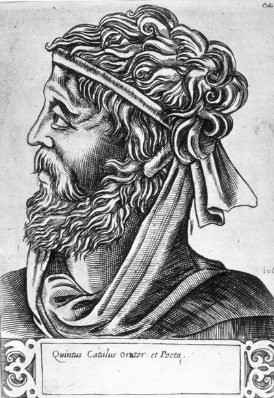 Cayo Valerio Catulo, llamado Catulo (87 - 54 a.C.) Retrato imaginario, grabado del siglo XVII de Unknown artist