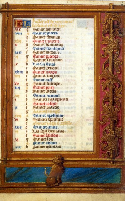 Calendario del mes de julio con el signo de Leo - Miniatura de la Edad Media: Solicitar permiso a la Biblioteca Municipal de Toulouse de Unknown artist
