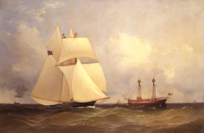Cambria pasando Sandy Hook después de la carrera transatlántica, 1870 de Unknown