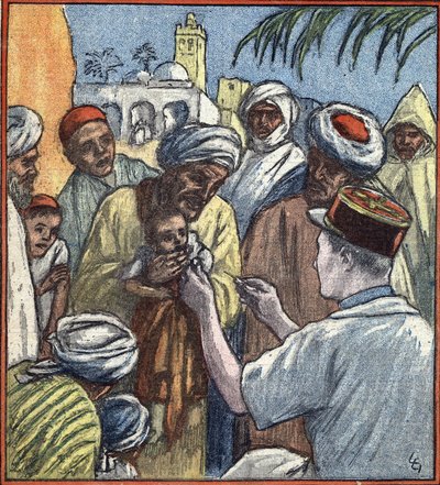 Campaña de Marruecos: "Seance de vaccination par les troupes de l