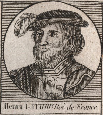 Dinastía Capeto: Retrato de Enrique I (1009-1060), Rey de los Francos de 1031 a 1060 - grabado de “Instruction sur l